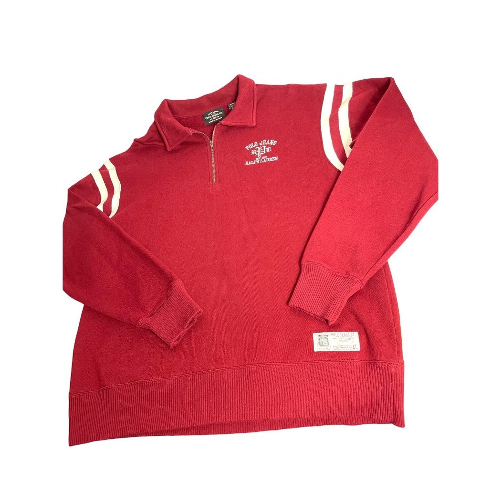 Vintage Polo Ralph Lauren Sweatshirt XL Red Crimson Varsity Track Embroidered - Picture 7 of 8